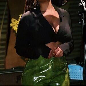 Black Cropped Wrap Blouse - Women Tops